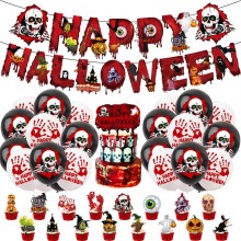 Happy Halloween skeleton hanging flag album return photo poster hanging pictures(a set+rope)