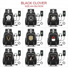 Black Clover USB charging laptop backpack school b...
