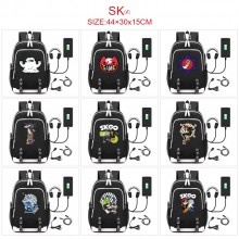 SK8 the Infinity USB charging laptop backpack scho...