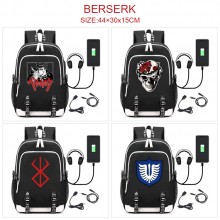 Berserk USB charging laptop backpack school bag