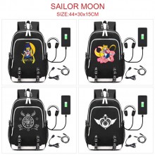 Sailor Moon USB charging laptop backpack school ba...