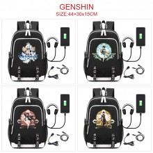 Genshin Impact USB charging laptop backpack school...