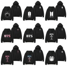 BTS BT21 star zipper cotton thin hoodies sweatshirt