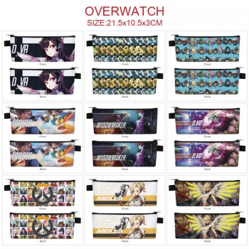 Overwatch game PU zipper pen case pencil bag