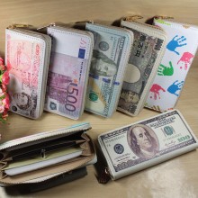 Bank Note Money Dollar zipper long wallet