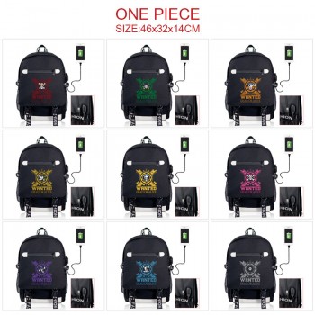 One Piece anime USB charging laptop backpack school bag