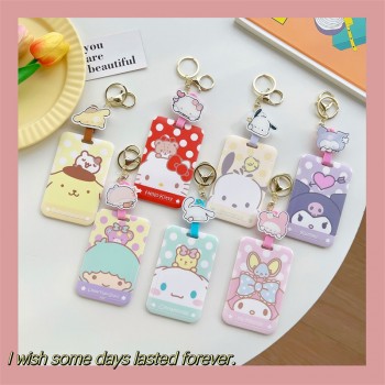 Sanrio Melody kitty Cinnamoroll Kuromi ID cards holders cases lanyard key chain