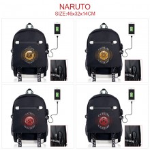 Naruto anime USB charging laptop backpack school bag