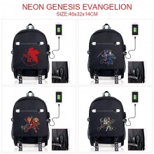 EVA anime USB charging laptop backpack school bag