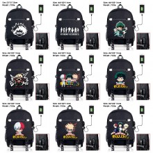 My Hero Academia anime USB charging laptop backpack school bag