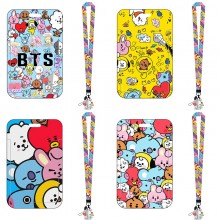 BTS BT21 star ID cards holders cases lanyard key c...