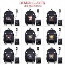 Demon Slayer anime USB charging laptop backpack sc...