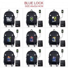 Blue Lock anime USB charging laptop backpack schoo...