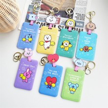 BTS BT21 star ID cards holders cases lanyard key c...