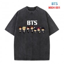 BTS BT21 star short sleeve wash water worn-out cotton t-shirt