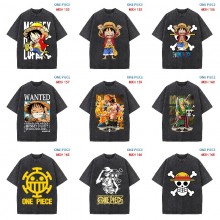 One Piece anime short sleeve wash water worn-out c...