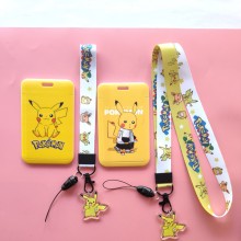 Pokemon Pikachu anime ID cards holders cases lanyard key chain