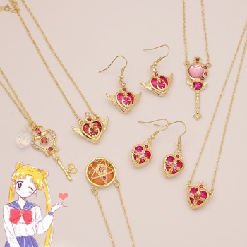 Sailor Moon anime necklace earrings