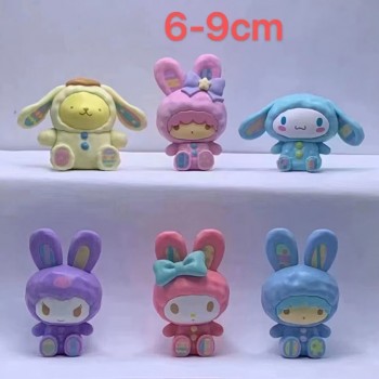 Sanrio Melody kitty Cinnamoroll Kuromi figures set(6pcs a set)(OPP bag)