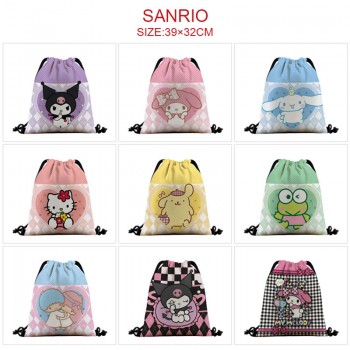 Sanrio Melody kitty Cinnamoroll Kuromi anime nylon drawstring backpack bag