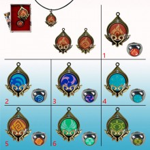 Genshin Impact Vision game necklace+ring a set