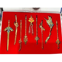 Genshin Impact game mini alloy sword key chains set