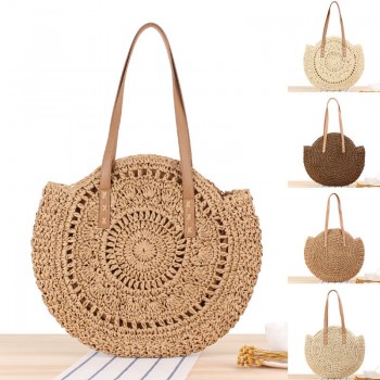 Women Round Beach Shoulder Straw Bag Handbag