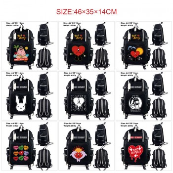 Bad Bunny USB camouflage backpack school bag