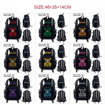 One Piece anime USB camouflage backpack school bag
