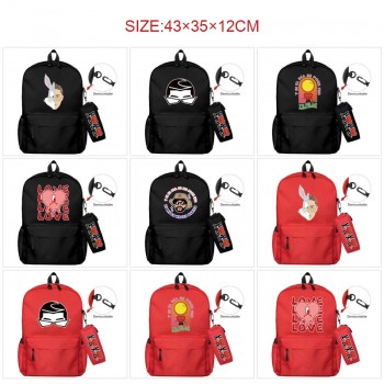 Bad Bunny anime backpack bag + pen bag