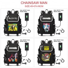 Chainsaw Man anime USB charging laptop backpack sc...