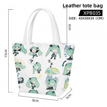 Hatsune Miku anime waterproof leather tote bag han...