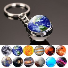 Star solar system luminous glass ball key chai