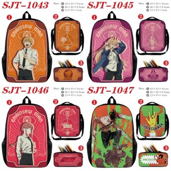 Chainsaw Man anime nylon backpack bag shoulder pencil case set