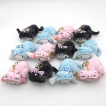 4inches Melody Cinnamoroll Kuromi cos cat anime plush dolls set(10pcs a set)