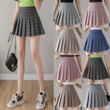 Women young hot girl skirt shorts plaid pleated sk...