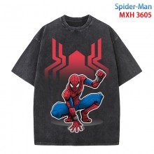 Spider-Man short sleeve wash water worn-out cotton...