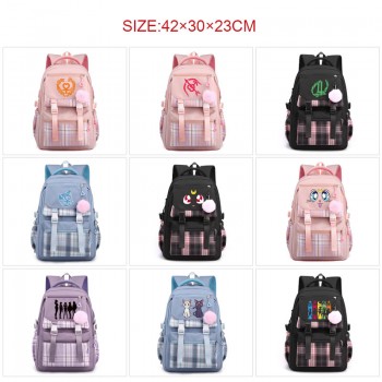 Sailor Moon anime checkered backpack bags