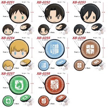 Attack on Titan anime pu zipper round wallet coin purse