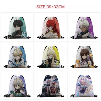 Honkai Star Rail game nylon drawstring backpack bag