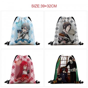 Kuroshitsuji Black Butler anime nylon drawstring backpack bag