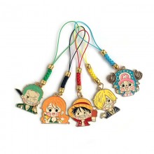 One Piece anime alloy key chain phone straps set