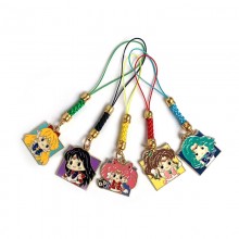 Sailor Moon anime alloy key chain phone straps set