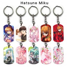 Hatsune Miku anime dog tag military army key chain