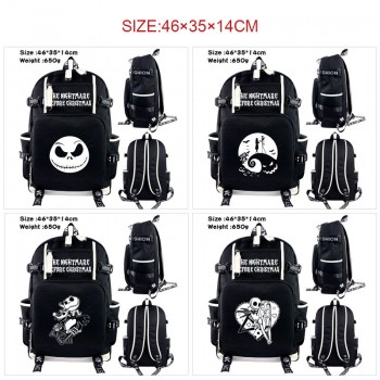 The Nightmare Before Christmas anime USB charging laptop backpack school bag