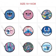 Stitch anime pu zipper round wallet coin purse