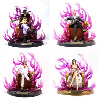 One Piece Boa Hancock Dracule Mihawk Sir Crocodile sitting anime figure