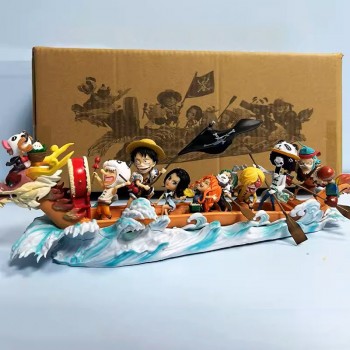 One Piece Luffy team ten LBS row dragon boat anime figures a set