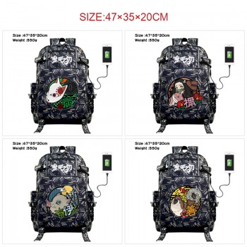 Demon Slayer anime USB canvas camo backpack bag