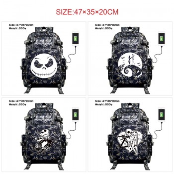 The Nightmare Before Christmas USB canvas camo backpack bag